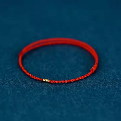 Pulsera de tobillo con hilo trenzado de cuentas doradas de la suerte en plata de ley 925 Mythstone