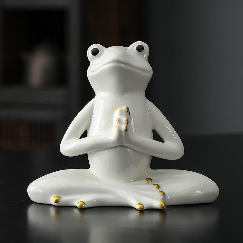 Mythstone Meditating Ceramic Zen Frog Statue Decoration