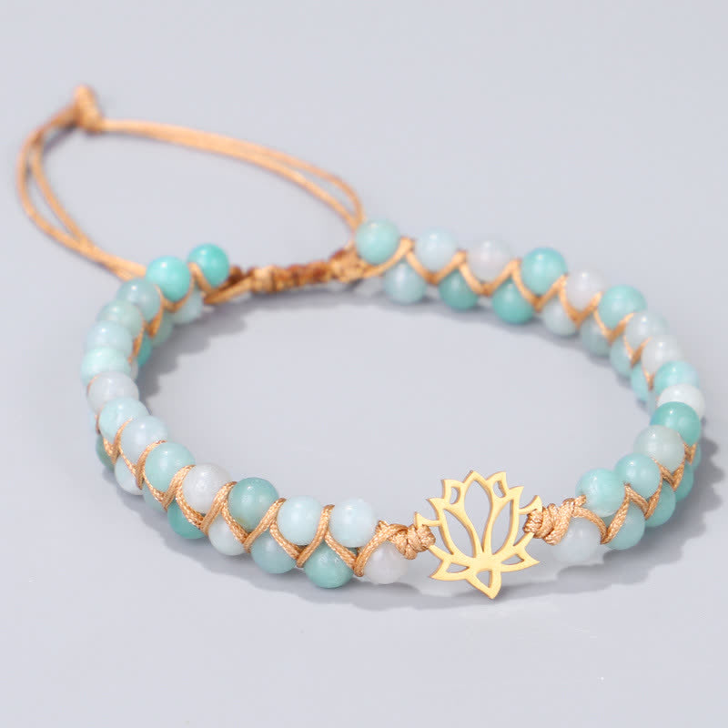 Mythstone Amazonite Beads Lotus Flower Balance Weave Bracelet