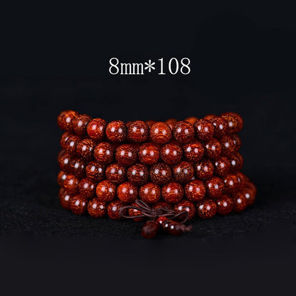 Pulsera de equilibrio de sándalo rojo con hojas pequeñas tibetanas de MythStone 