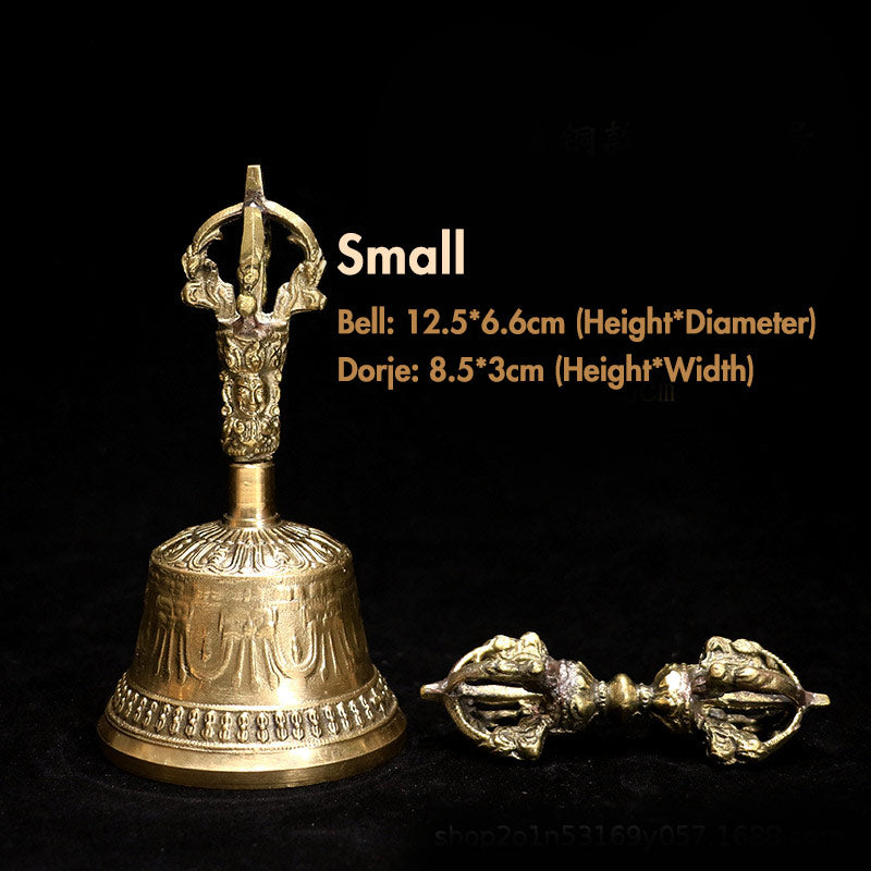 Mythstone Tibetan Meditation Bell and Vajra Dorje Copper Decoration Set