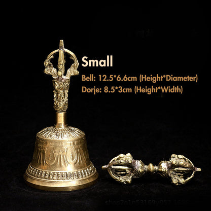 Mythstone Tibetan Meditation Bell and Vajra Dorje Copper Decoration Set