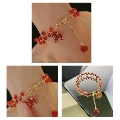 Mythstone Red Maple Leaf Luck Charm Bracelet