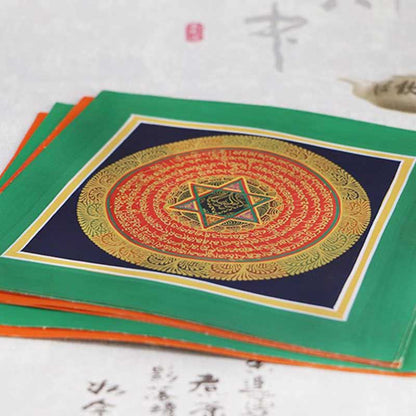 Caja ciega con bendición espiritual hecha a mano con pintura Thangka tibetana Mythstone, patrón de colores aleatorios