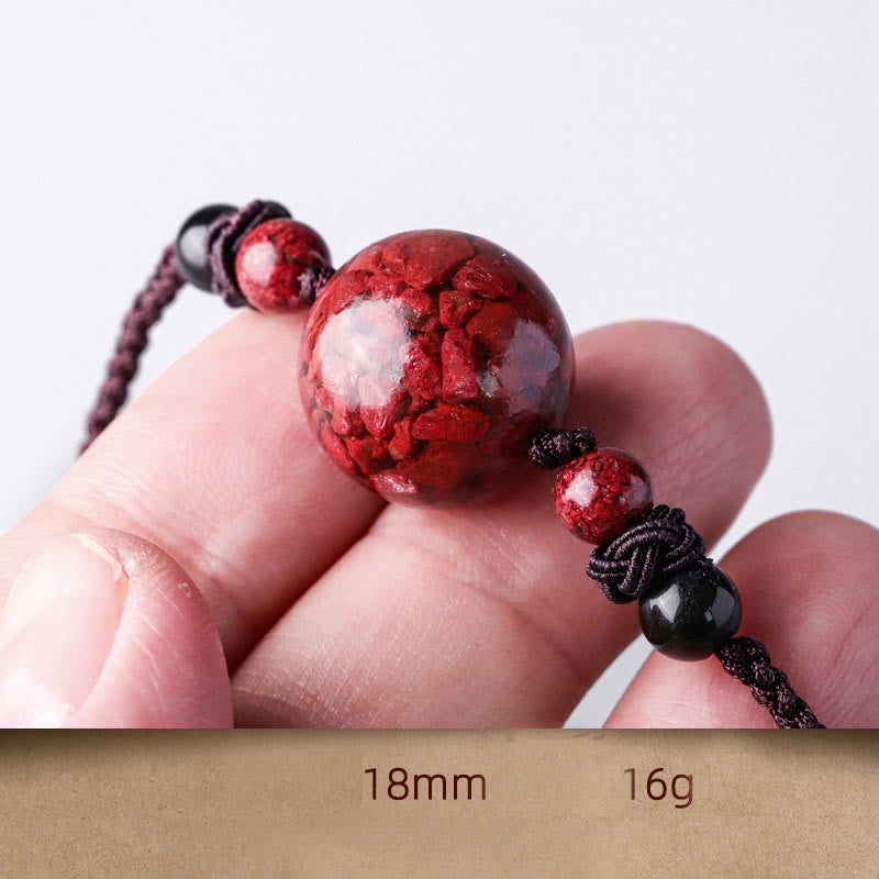 Mythstone Natural Cinnabar Stones Bead Blessing Necklace Pendant