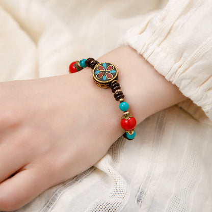 Mythstone Tibetan Turquoise Om Mani Padme Hum Protection Strength Bracelet