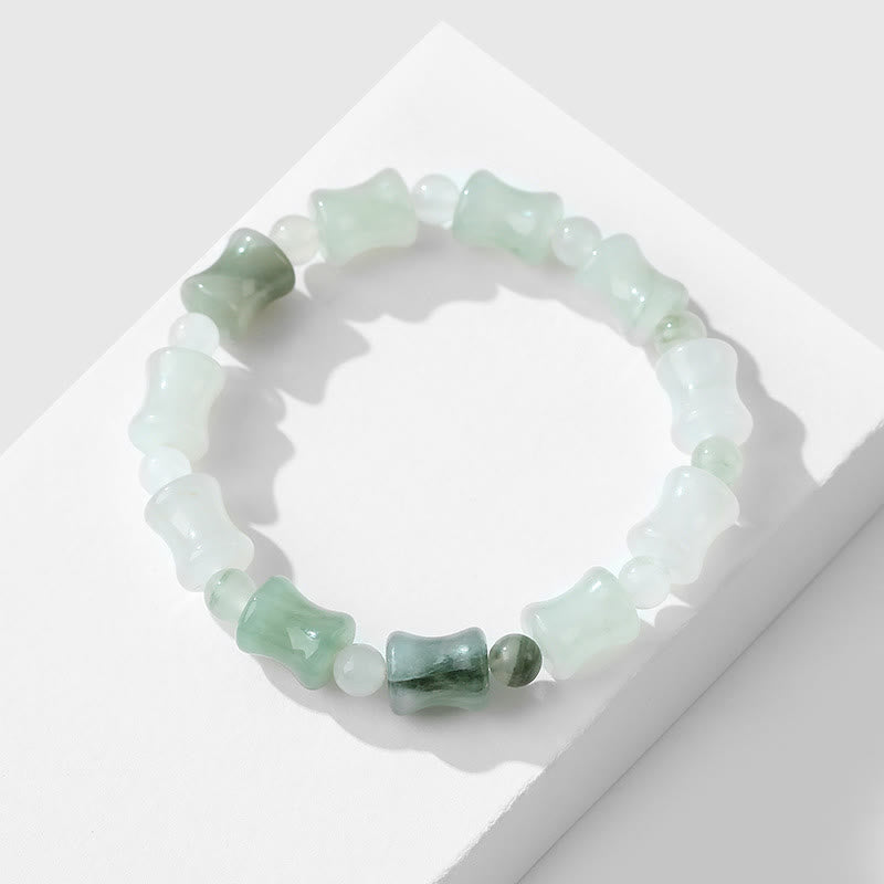 Pulsera de la suerte de la abundancia con diseño de cáscara de coco y bambú de jade Mythstone