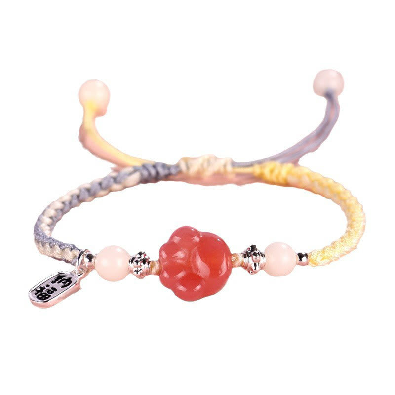 Mythstone Yanyuan Agate Cat Claw Paw White Bodhi Seed Fu Character Positive Braided Rope Bracelet