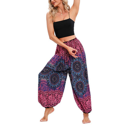 Pantalones de harén con estampado de brújula holgados e informales de Mythstone, pantalones de yoga para mujer 