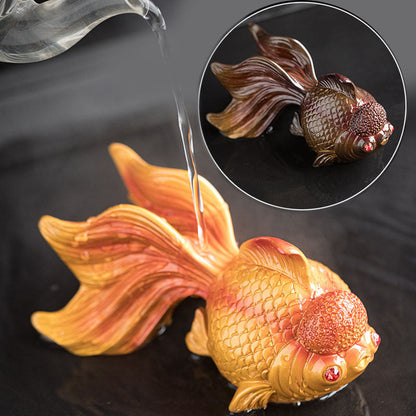 Mythstone Color Changing Koi Fish Resin Tea Pet Wealth Home Figurine Decoration