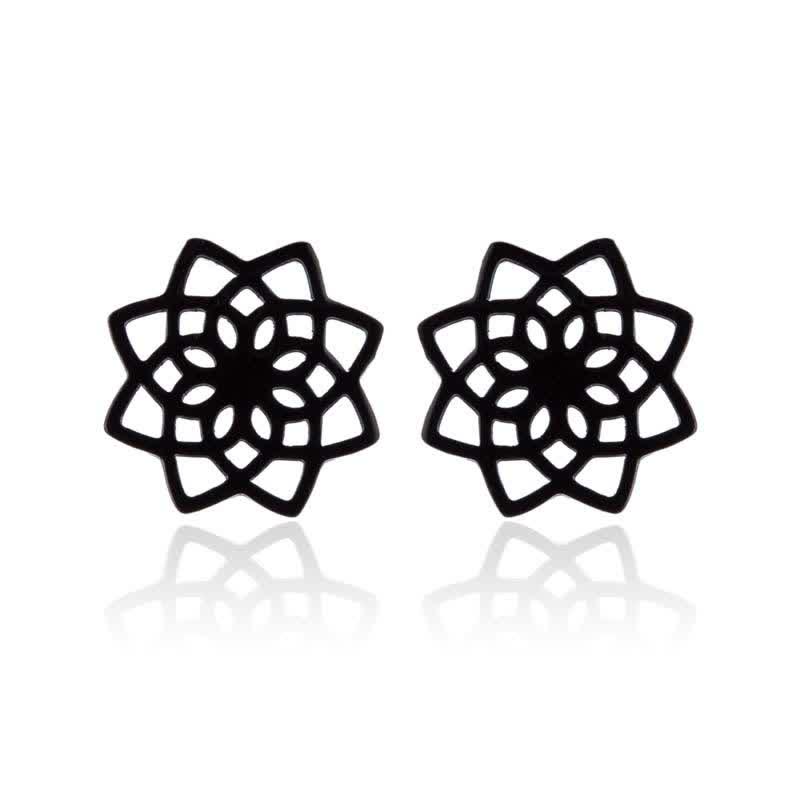 Mythstone Tibetan Lotus Pattern New Beginning Stud Earrings