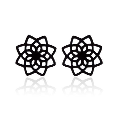 Mythstone Tibetan Lotus Pattern New Beginning Stud Earrings