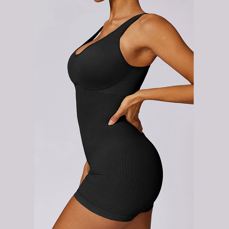 Mythstone Solid Seamless Jumpsuit Romper Sports Fitness Yoga Women Bodysuit