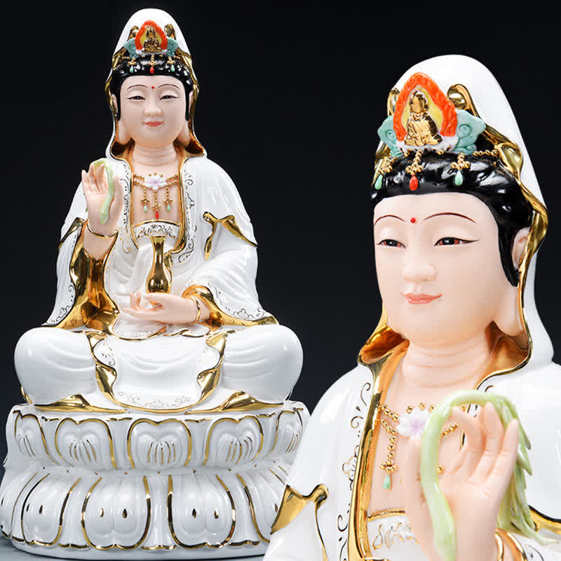 Mythstone Chenrezig Bodhisattva Avalokitesvara Success Ceramic Statue Home Decoration