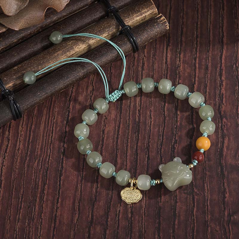 Mythstone Chinese Zodiac Tiger Jade Blessing String Bracelet