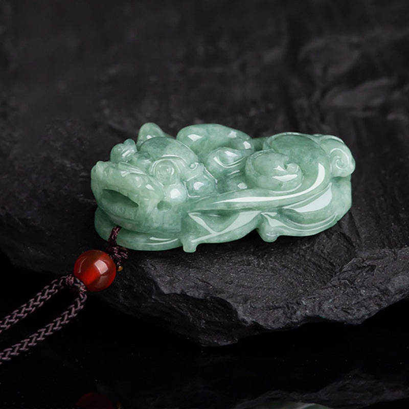 Mythstone Jade PiXiu Wealth Luck String Necklace Pendant