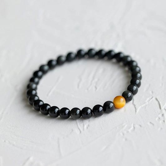 Mythstone Natural Rainbow Obsidian Tiger Eye Positive Love Bracelet