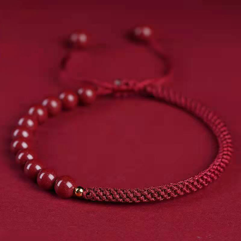 Mythstone Natural Cinnabar King Kong Knot Blessing String Bracelet