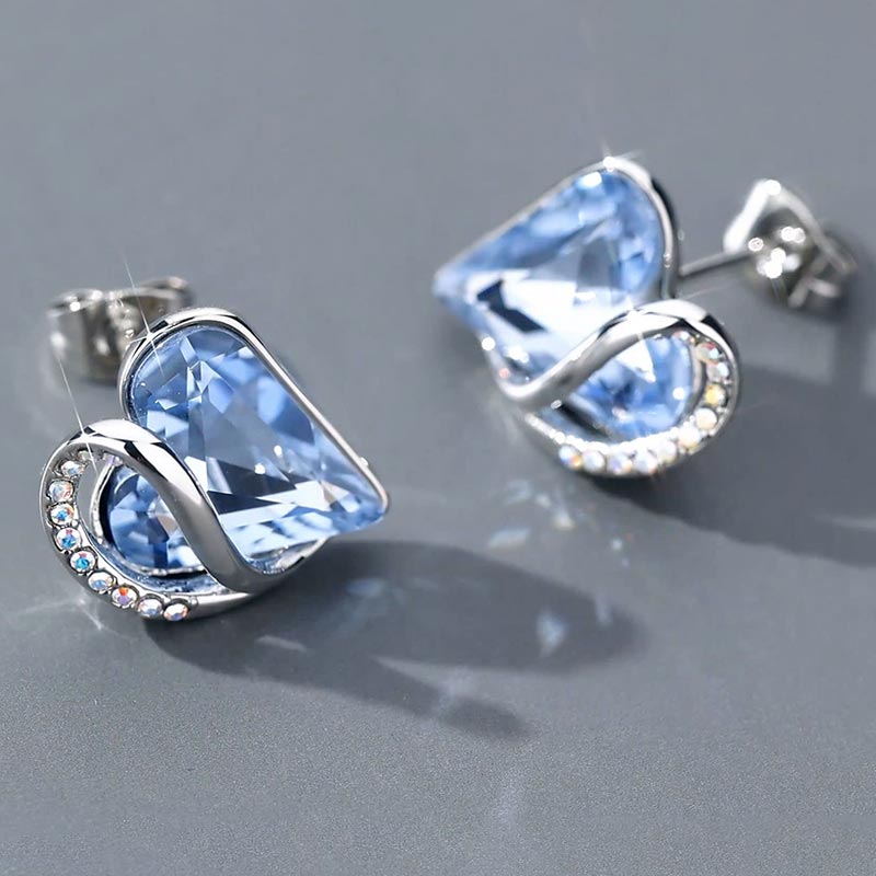 Natural Various Gemstone Birthstone Crystal Love Stud Earrings