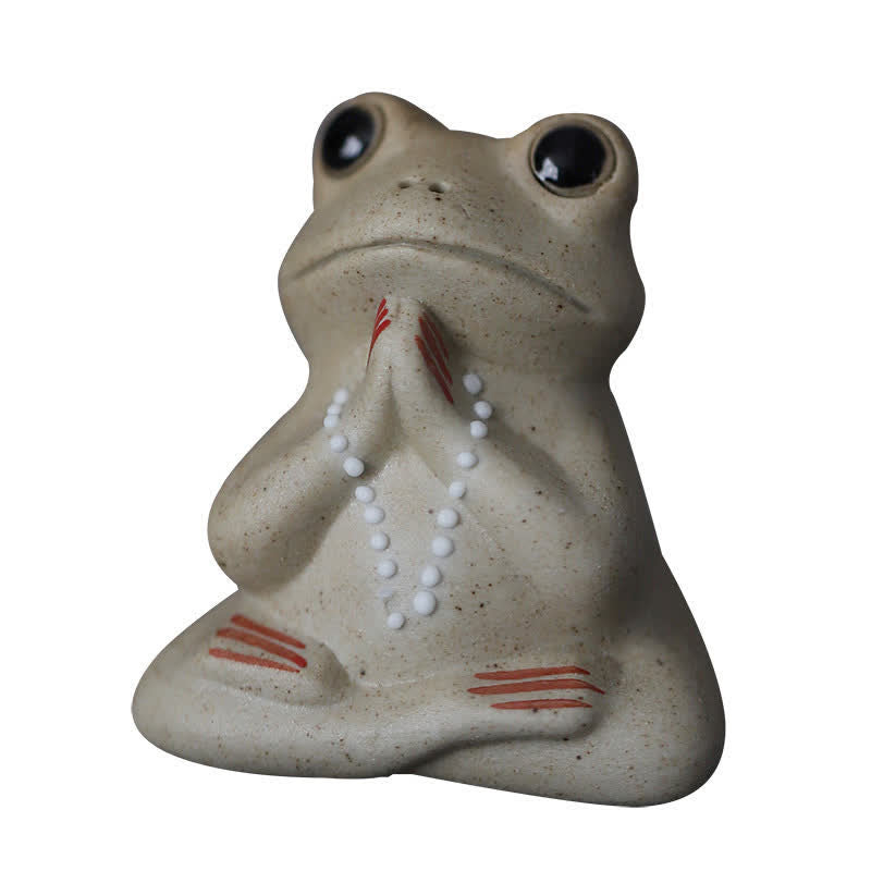 Mythstone Meditating Ceramic Small Frog Statue Decoration