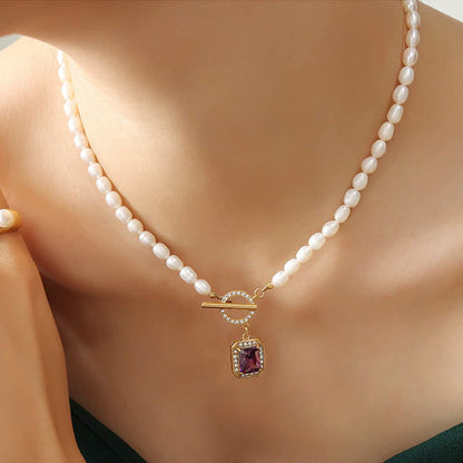 Mythstone Pearl Zircon Wealth Charm Necklace Pendant