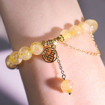 Mythstone Citrine Lucky Fu Character Happiness Bracelet