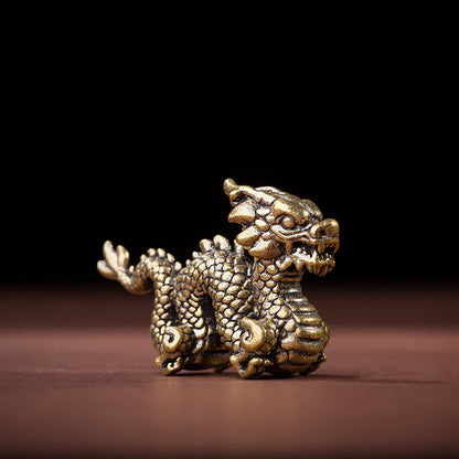 Mythstone Year Of The Dragon Small Auspicious Brass Dragon Luck Success Home Decoration