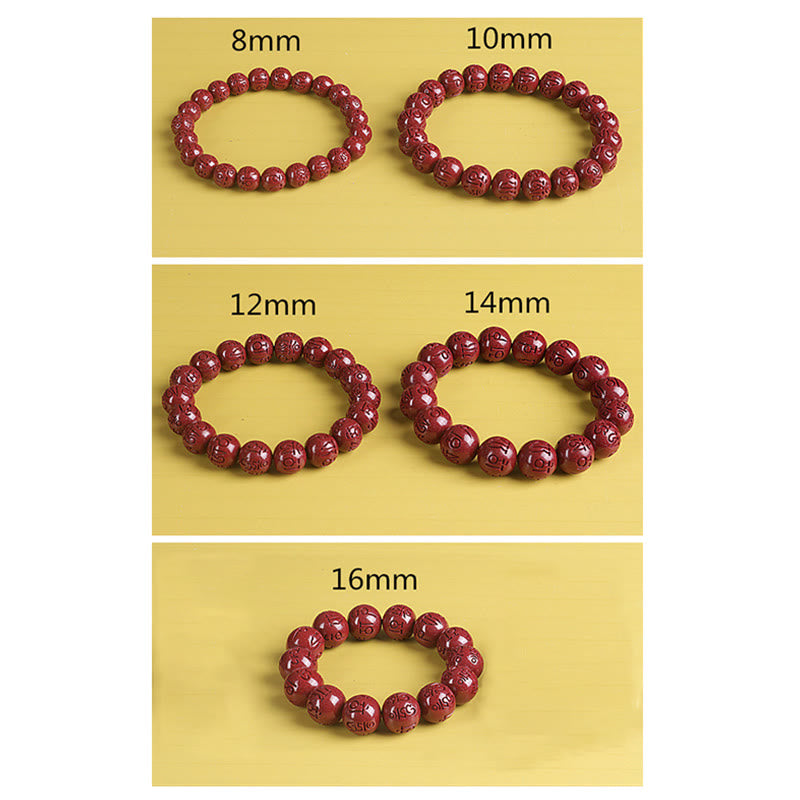 Mythstone Natural Double PiXiu Cinnabar Om Mani Padme Hum Wealth Luck Bead Bracelet