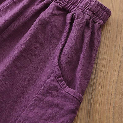 Mythstone Ramie Linen Flexible Waistband Yoga Harem Pants With Pockets