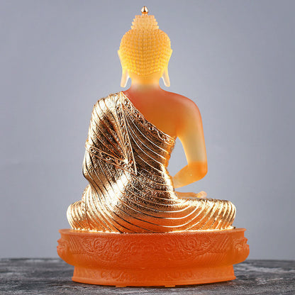 Mythstone Buddha Handmade Figurine Liuli Art Piece Serenity Statue Home Offering Decoration