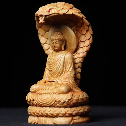 Mythstone Handmade Thuja Sutchuenensis Wood Tathagata Buddha Ward Off Evil Spirits Decoration