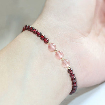 MythStone Natural Garnet Strawberry Quartz Calm Bracelet