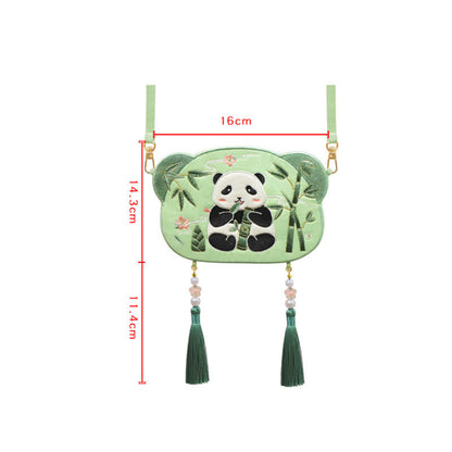 Mythstone Embroidery Lucky Panda Cat Shiba Inu Deer Rabbit Fox Flower Cute Animal Hanfu Bag Crossbody Bag Shoulder Bag