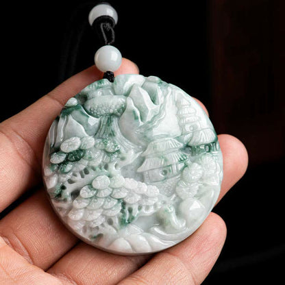 Mythstone Mountain Landscape Jade Abundance String Necklace