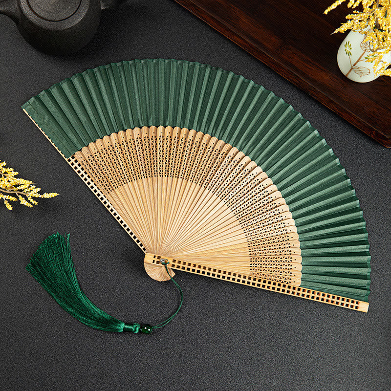 Mythstone Vintage Handheld Folding Fan With Bamboo Frames