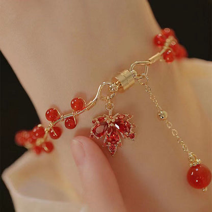 Mythstone Red Maple Leaf Luck Charm Bracelet