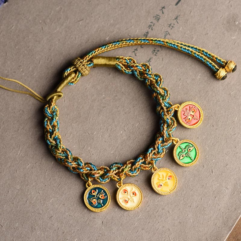 Mythstone Tibetan Five God Of Wealth Luck Handcrafted Braid String Bracelet