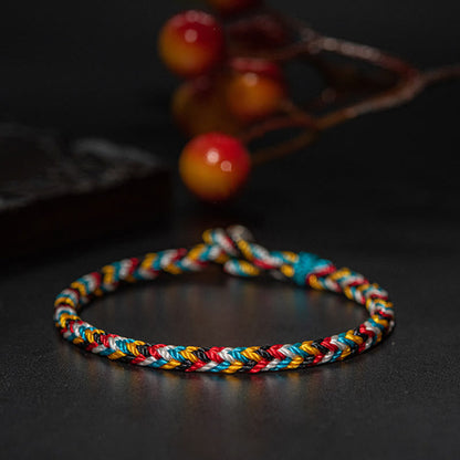 Mythstone Tibet Handmade Five Color Thread Protection Braid String Bracelet