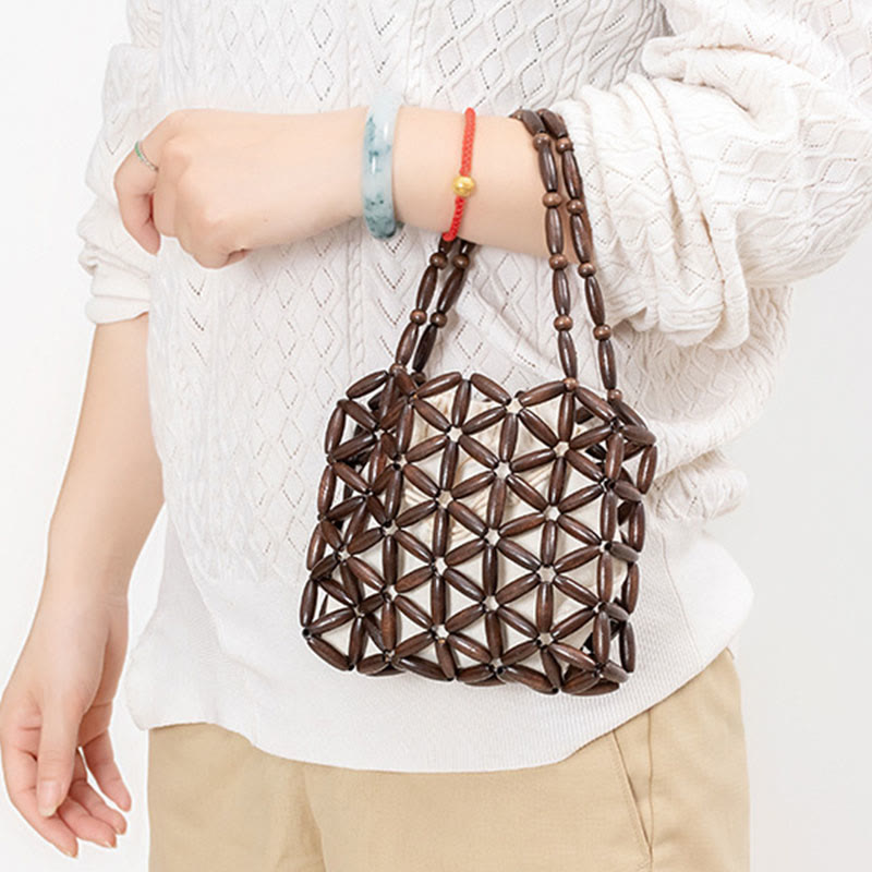 Mythstone Hand-woven Mini Wooden Beads Handbag