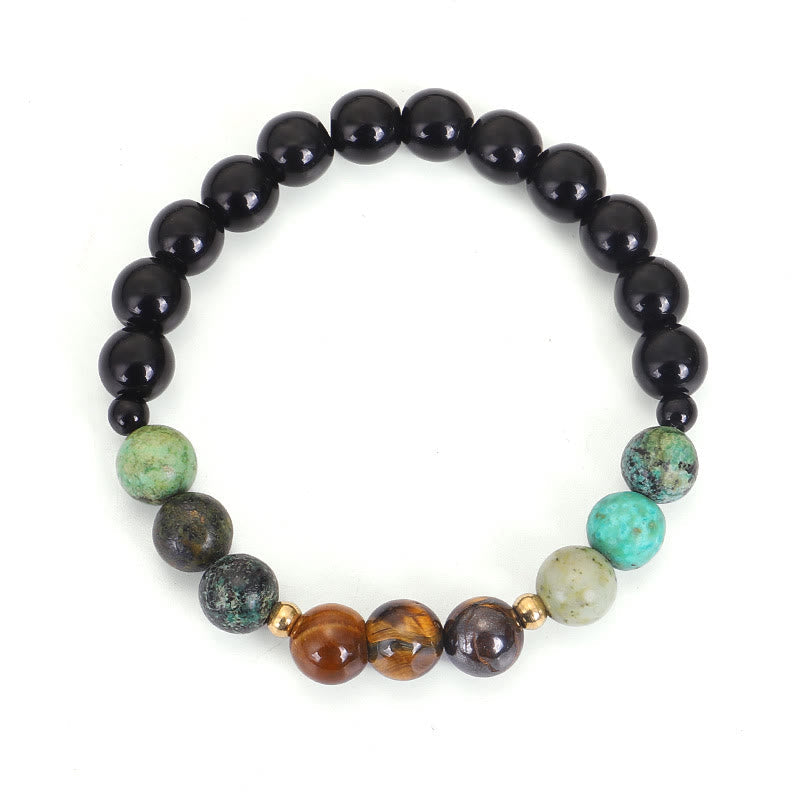 Mythstone 108 Mala Beads Natural Stone Tiger Eye Turquoise Protection Strength Bracelet Necklace