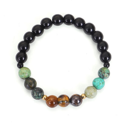 Mythstone 108 Mala Beads Natural Stone Tiger Eye Turquoise Protection Strength Bracelet Necklace