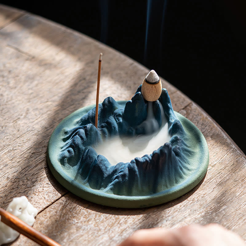 Mythstone Creative Mountain River Ceramic Healing Backflow Incense Burner