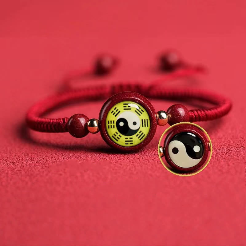 Mythstone Lucky Cinnabar Red String Yin Yang Symbol Bagua Blessing Bracelet