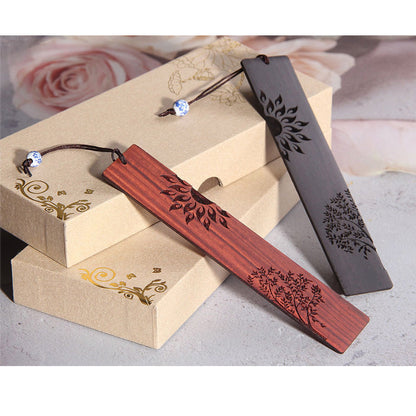 Mythstone Sun Tree Ebony Wood Small Leaf Red Sandalwood Bookmarks With Gift Box