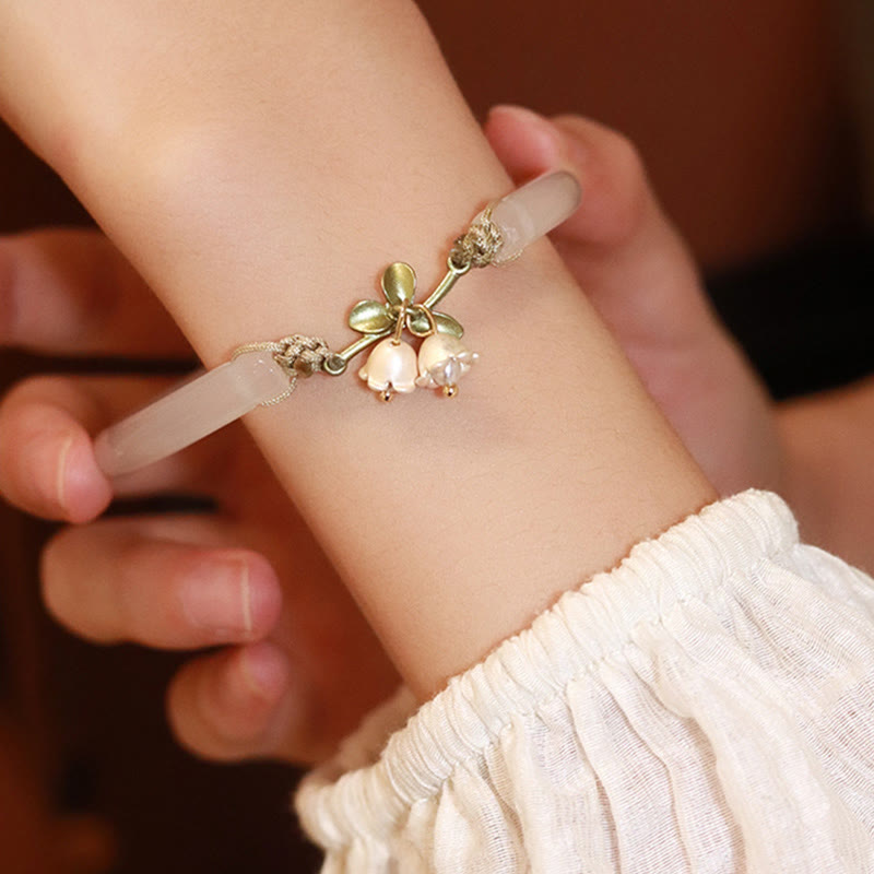 Mythstone Lily of the Valley Flower Happiness Strength Bracelet Bangle