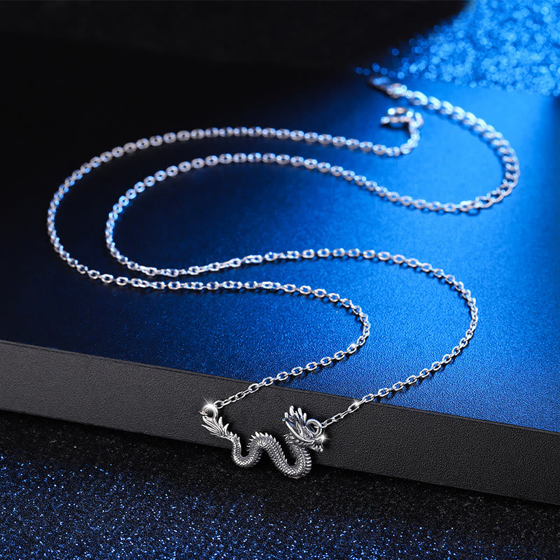 Mythstone 925 Sterling Silver Year Of The Dragon Auspicious Dragon Protection Chain Necklace Pendant