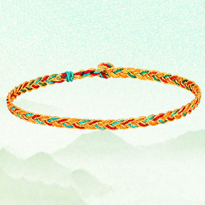 Mythstone Handmade Multicolored Dragon Scale Pattern Braid String Bracelet