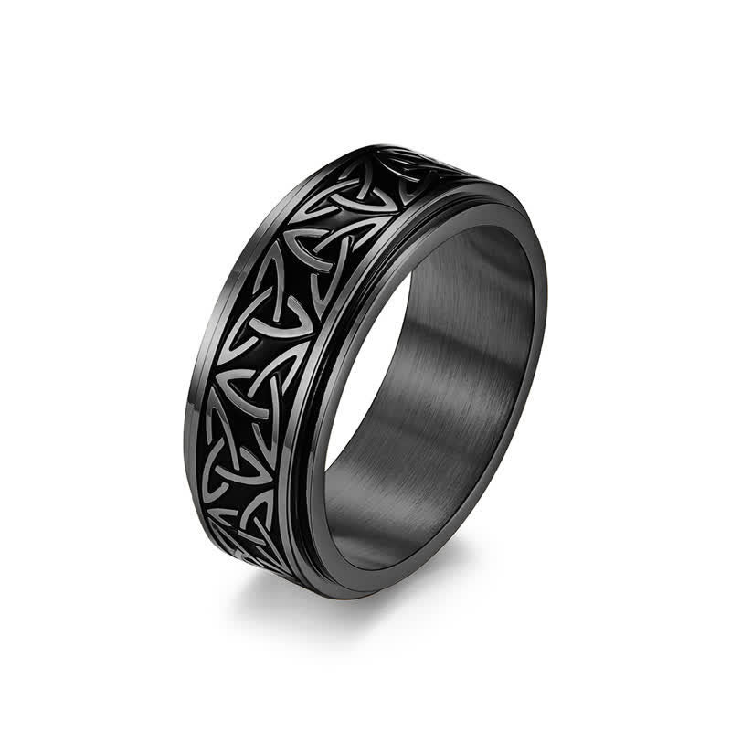 Mythstones  Triangle Knot Triquetra Titanium Steel Calm Rotatable Ring