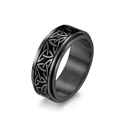 Mythstones  Triangle Knot Triquetra Titanium Steel Calm Rotatable Ring