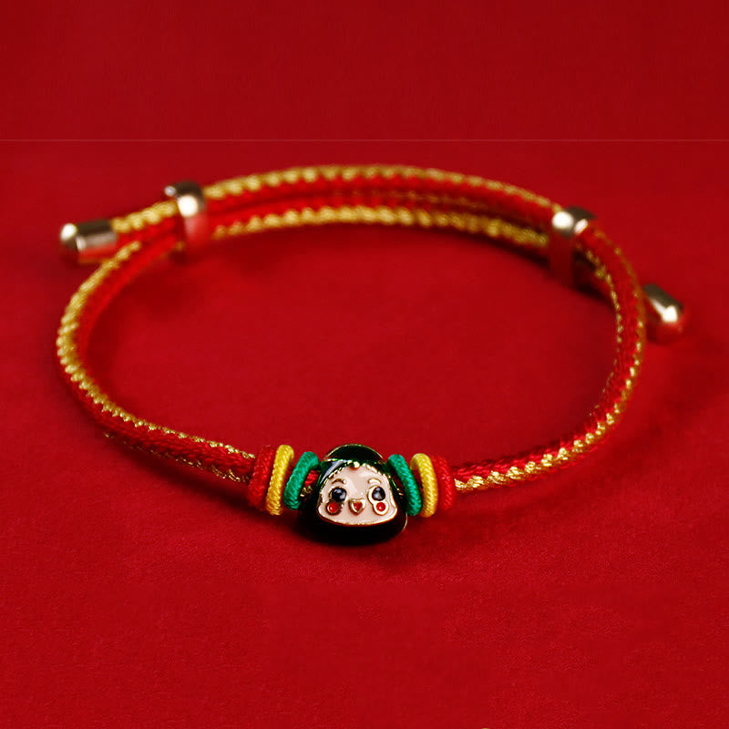 Mythstone Colorful Rope Zongzi Pattern Fu Character Luck Handmade Bracelet